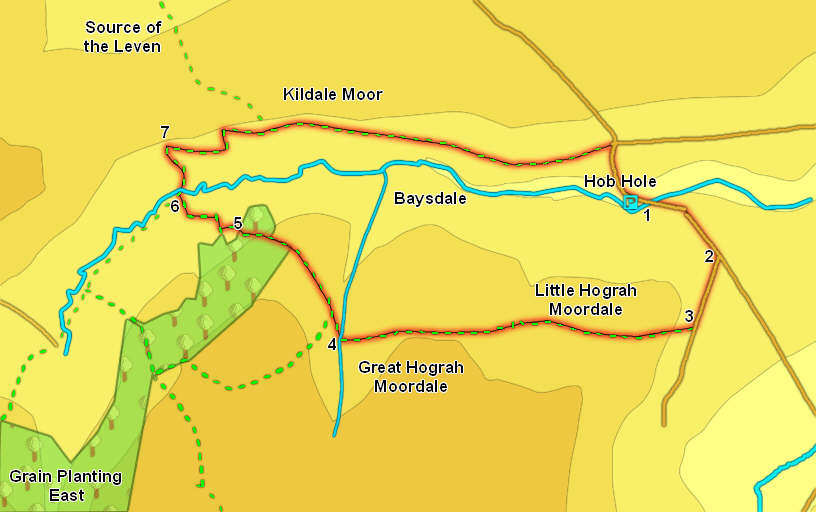 Map for walk in Baysdale 